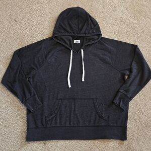 Relaxed Lightweight Charcoal Slub-Knit XXL Hoodie